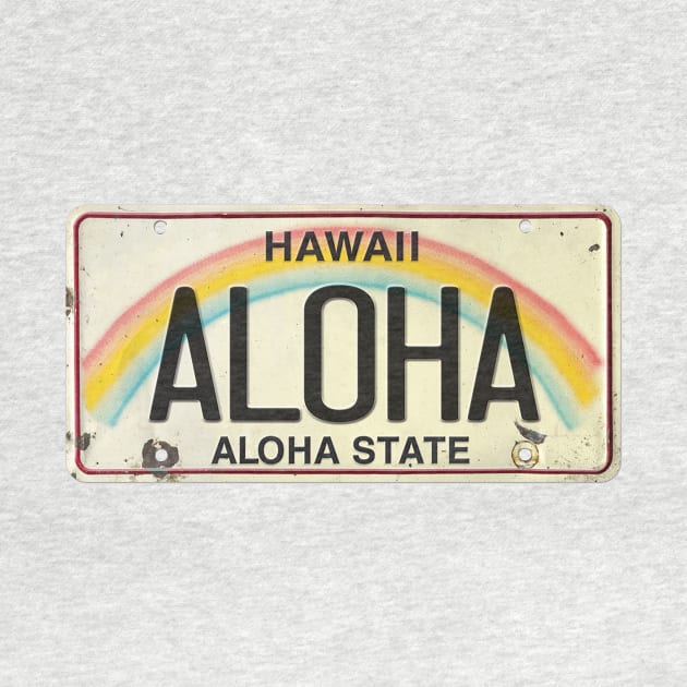 Aloha Vintage Hawaii License Plate by HaleiwaNorthShoreSign